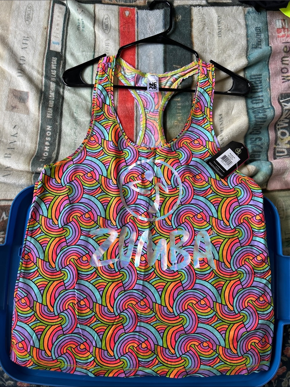 Zumba Fitness Bright Multicolor Swirl Racerback Tank